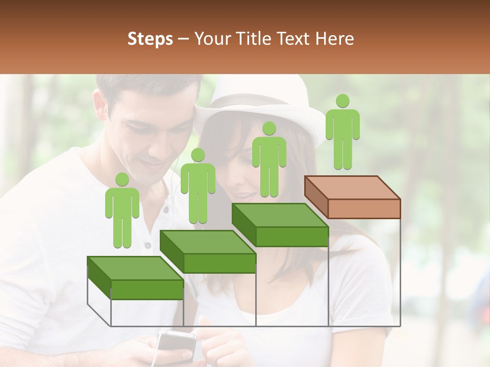 A Guy And A Girl Are Listening To Music PowerPoint Template