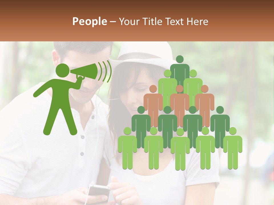 A Guy And A Girl Are Listening To Music PowerPoint Template