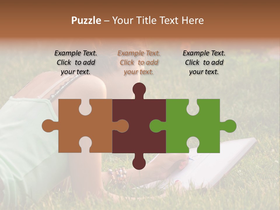 The Girl Is Lying On The Grass And Writing Something PowerPoint Template