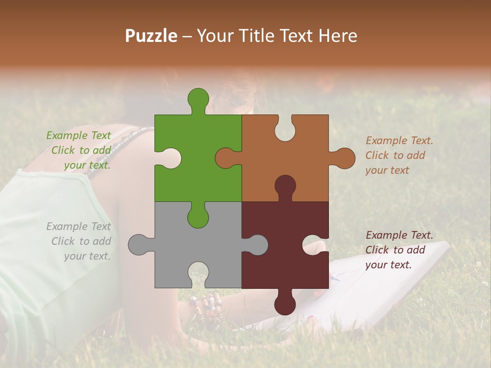 The Girl Is Lying On The Grass And Writing Something PowerPoint Template