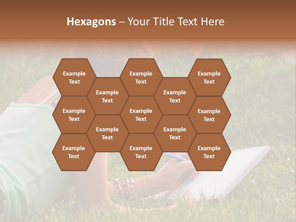 The Girl Is Lying On The Grass And Writing Something PowerPoint Template