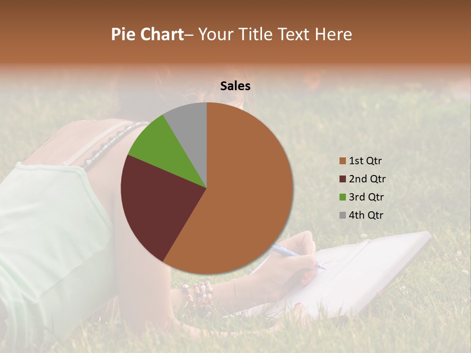 The Girl Is Lying On The Grass And Writing Something PowerPoint Template