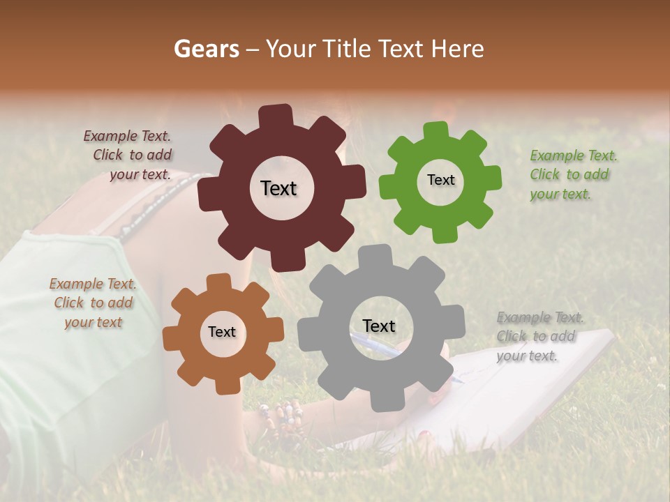 The Girl Is Lying On The Grass And Writing Something PowerPoint Template