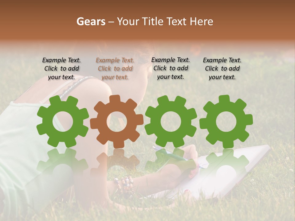 The Girl Is Lying On The Grass And Writing Something PowerPoint Template