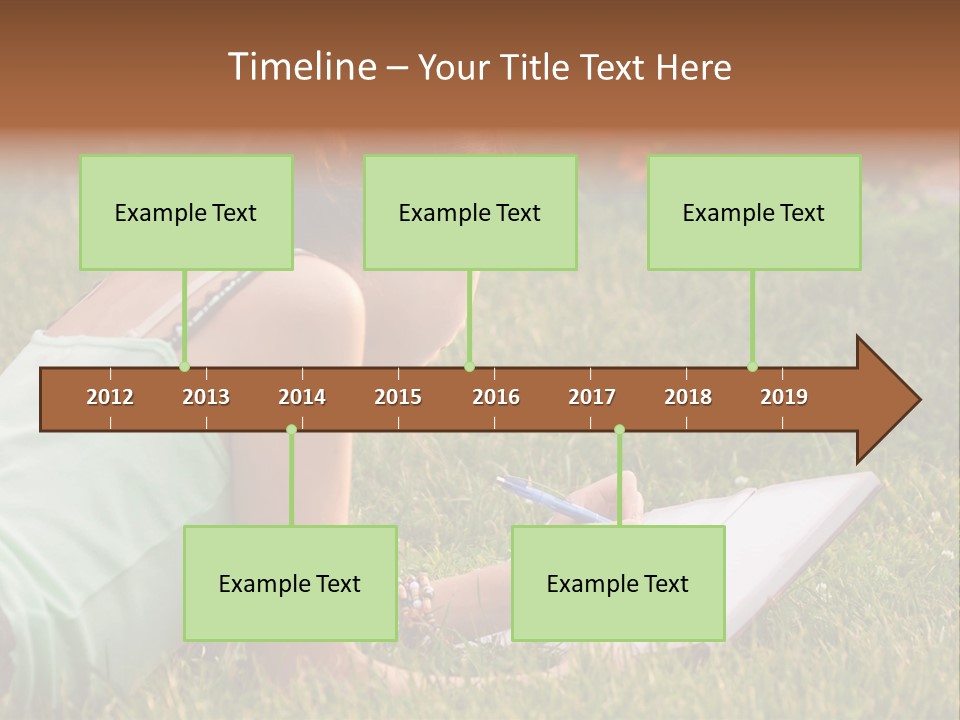 The Girl Is Lying On The Grass And Writing Something PowerPoint Template