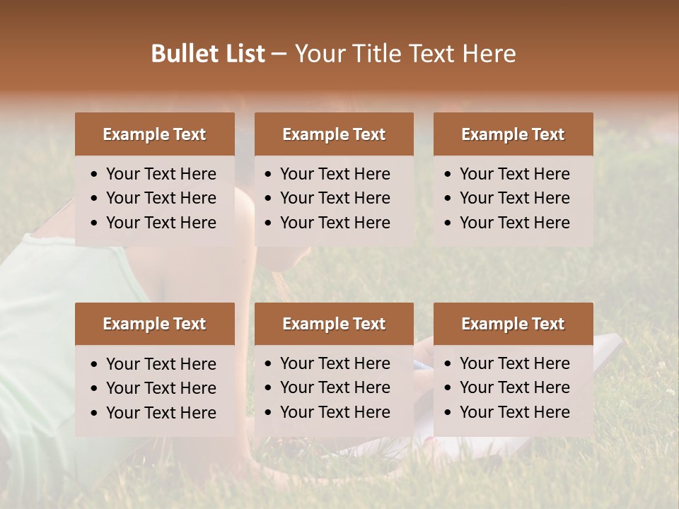 The Girl Is Lying On The Grass And Writing Something PowerPoint Template