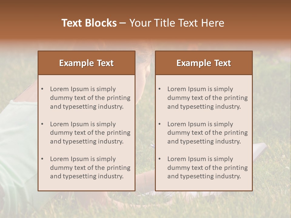 The Girl Is Lying On The Grass And Writing Something PowerPoint Template