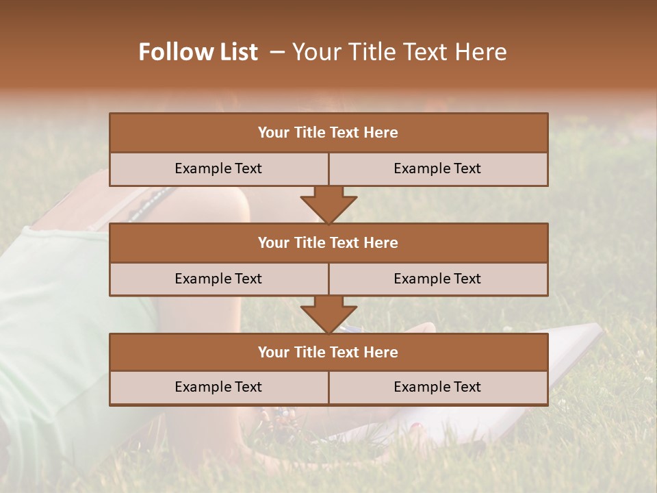 The Girl Is Lying On The Grass And Writing Something PowerPoint Template