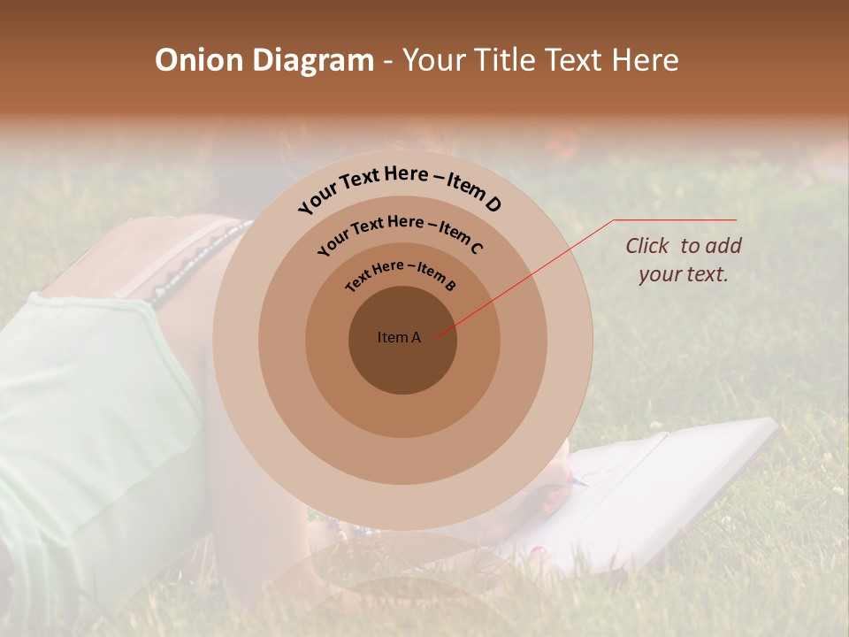 The Girl Is Lying On The Grass And Writing Something PowerPoint Template