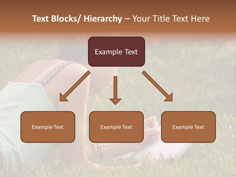 The Girl Is Lying On The Grass And Writing Something PowerPoint Template