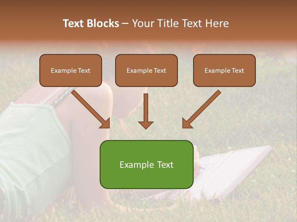 The Girl Is Lying On The Grass And Writing Something PowerPoint Template