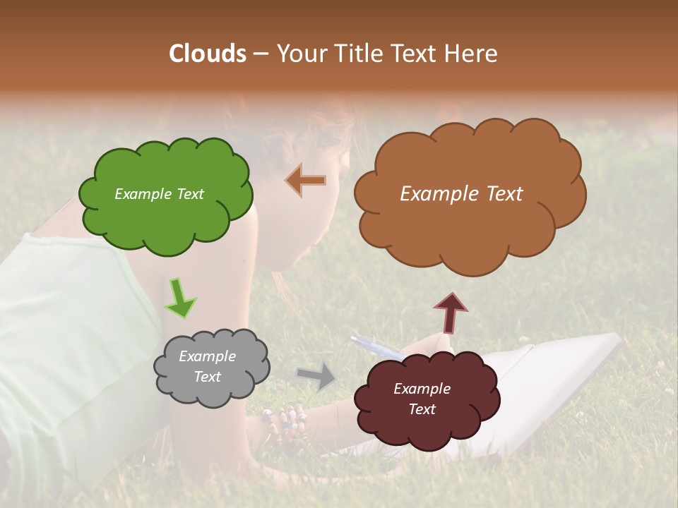 The Girl Is Lying On The Grass And Writing Something PowerPoint Template