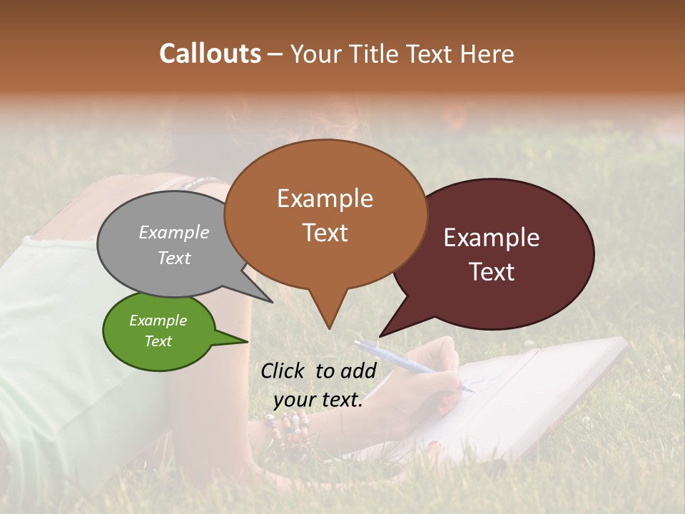 The Girl Is Lying On The Grass And Writing Something PowerPoint Template