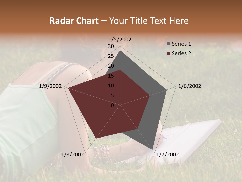 The Girl Is Lying On The Grass And Writing Something PowerPoint Template