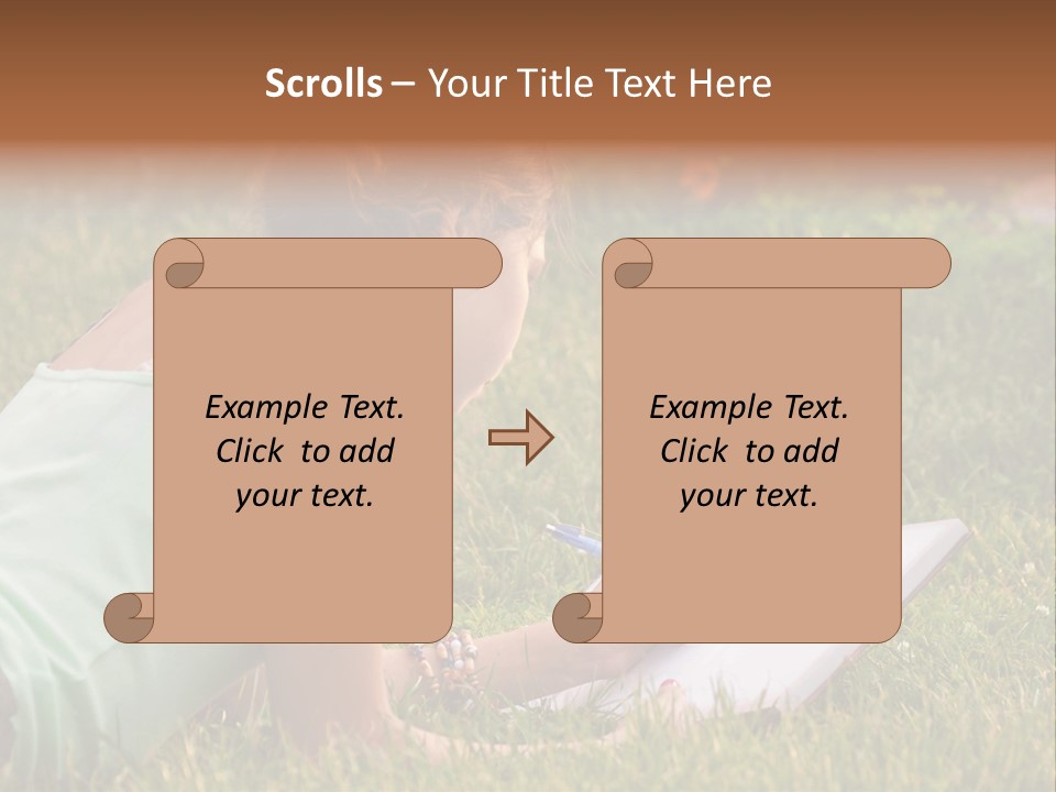 The Girl Is Lying On The Grass And Writing Something PowerPoint Template