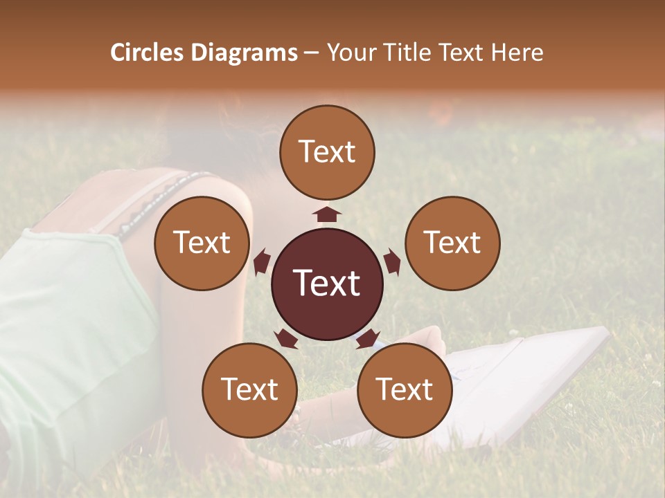 The Girl Is Lying On The Grass And Writing Something PowerPoint Template