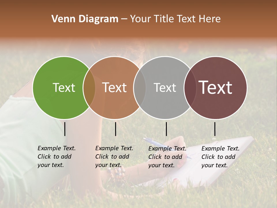 The Girl Is Lying On The Grass And Writing Something PowerPoint Template