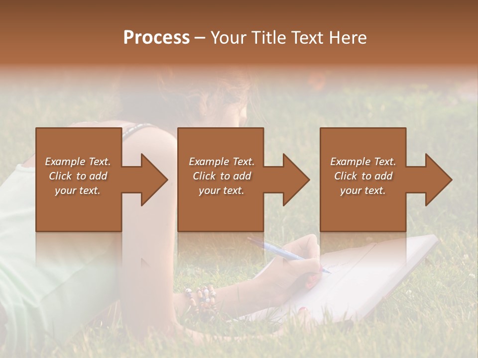 The Girl Is Lying On The Grass And Writing Something PowerPoint Template