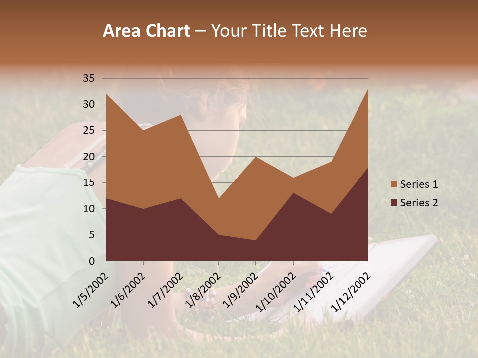 The Girl Is Lying On The Grass And Writing Something PowerPoint Template