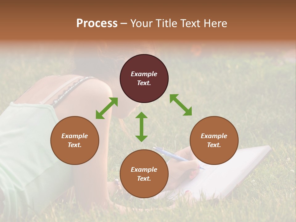 The Girl Is Lying On The Grass And Writing Something PowerPoint Template