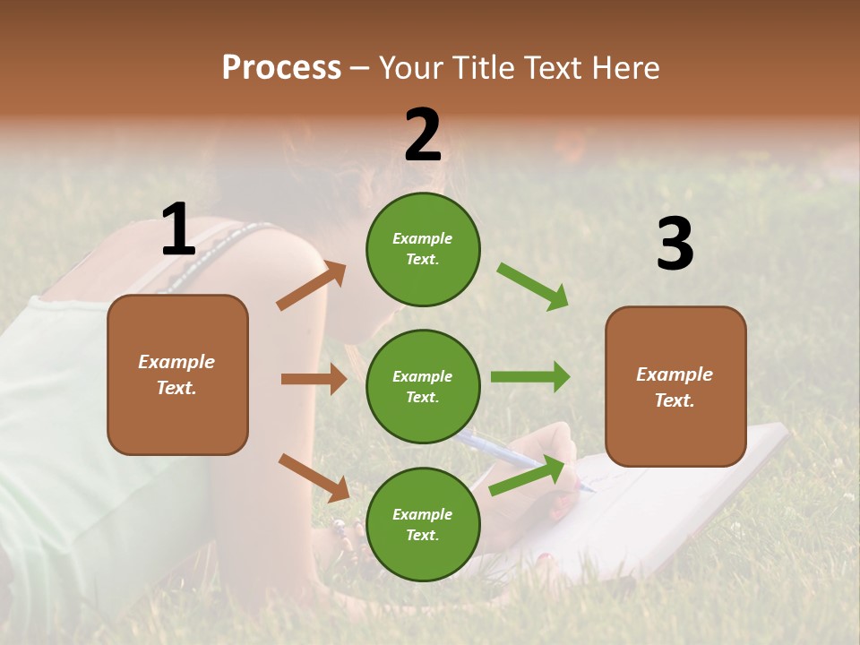 The Girl Is Lying On The Grass And Writing Something PowerPoint Template