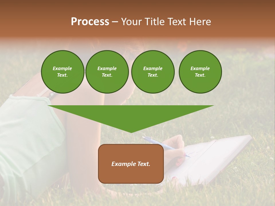 The Girl Is Lying On The Grass And Writing Something PowerPoint Template