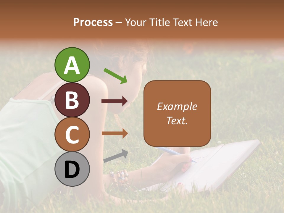 The Girl Is Lying On The Grass And Writing Something PowerPoint Template