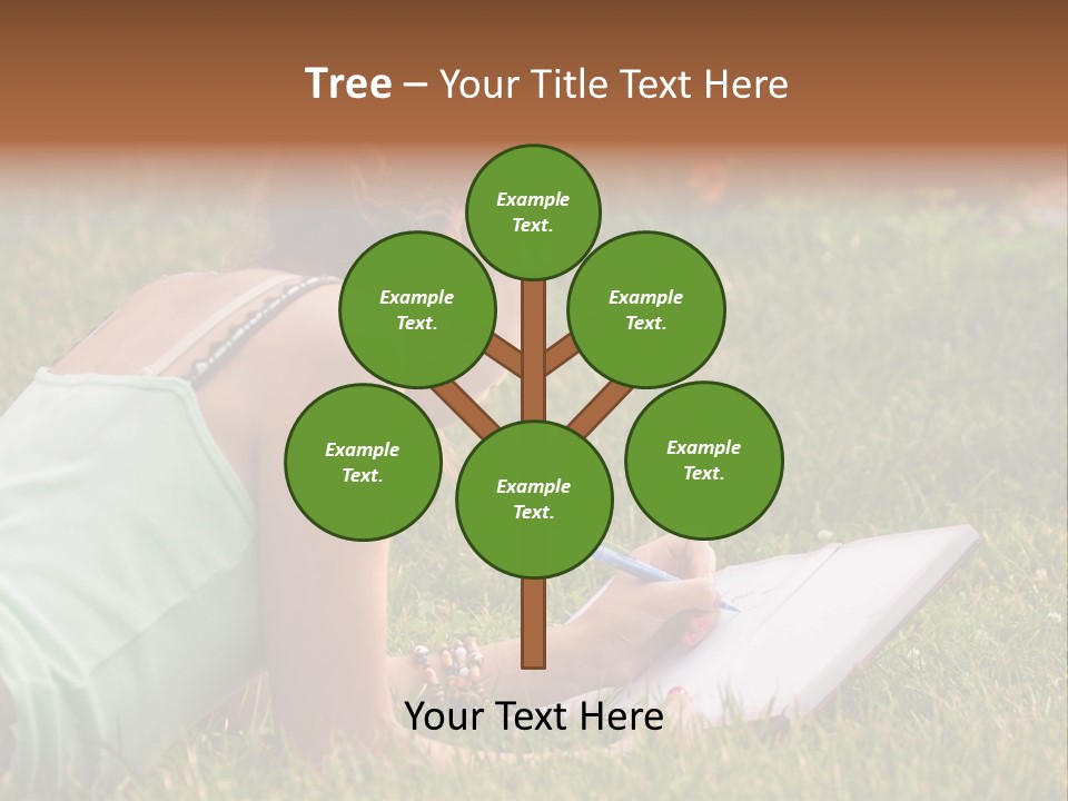 The Girl Is Lying On The Grass And Writing Something PowerPoint Template