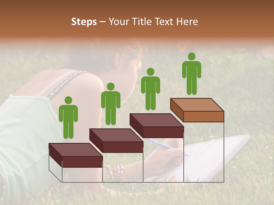 The Girl Is Lying On The Grass And Writing Something PowerPoint Template