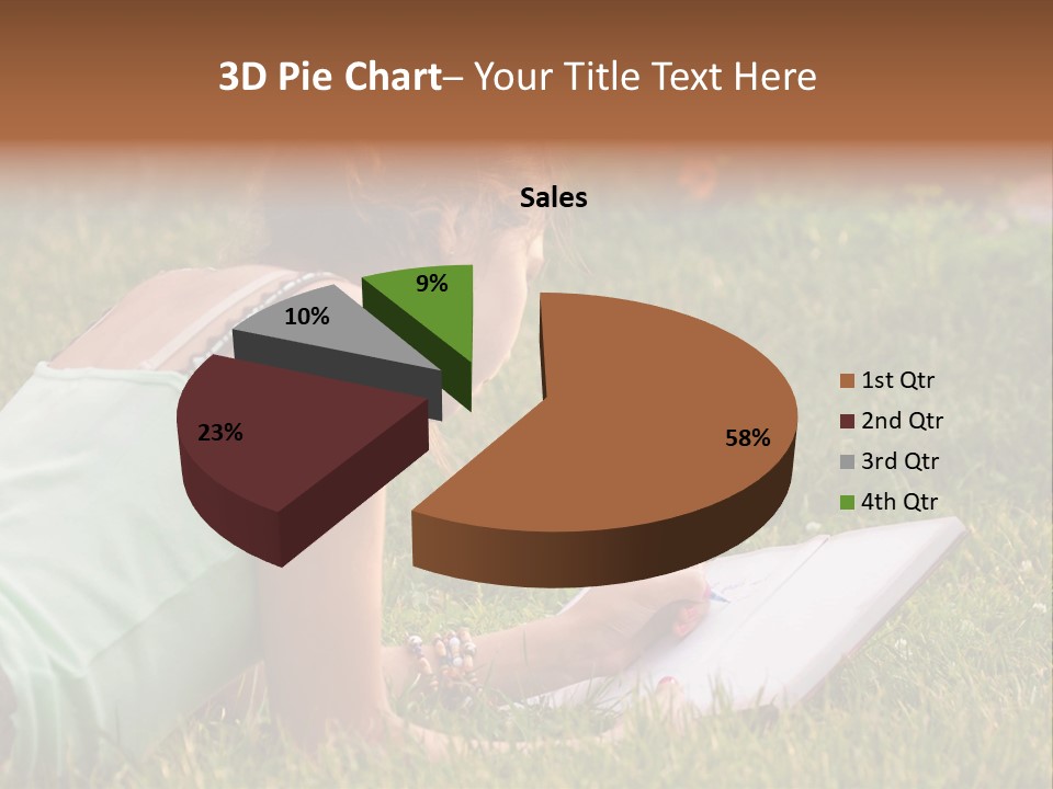 The Girl Is Lying On The Grass And Writing Something PowerPoint Template