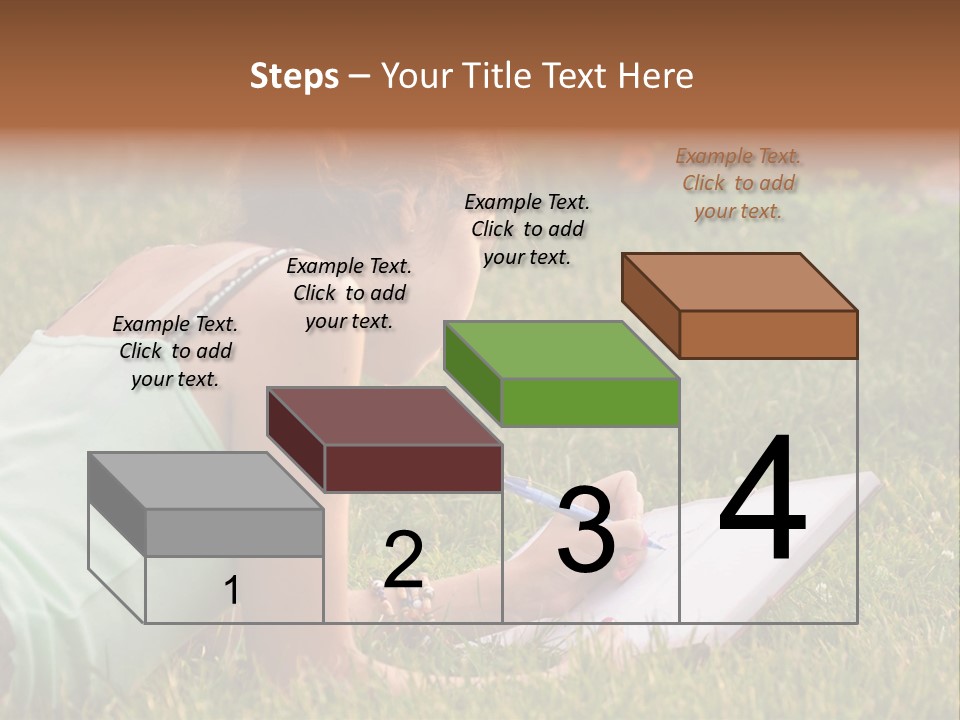 The Girl Is Lying On The Grass And Writing Something PowerPoint Template