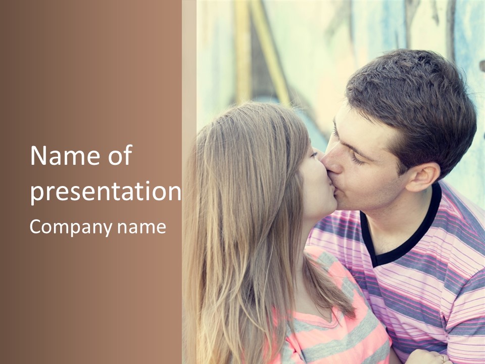 Girl And Guy Kissing PowerPoint Template