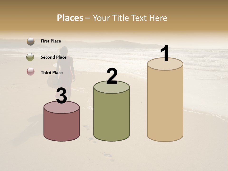 The Girl Walks On The Sand Of The Sea PowerPoint Template