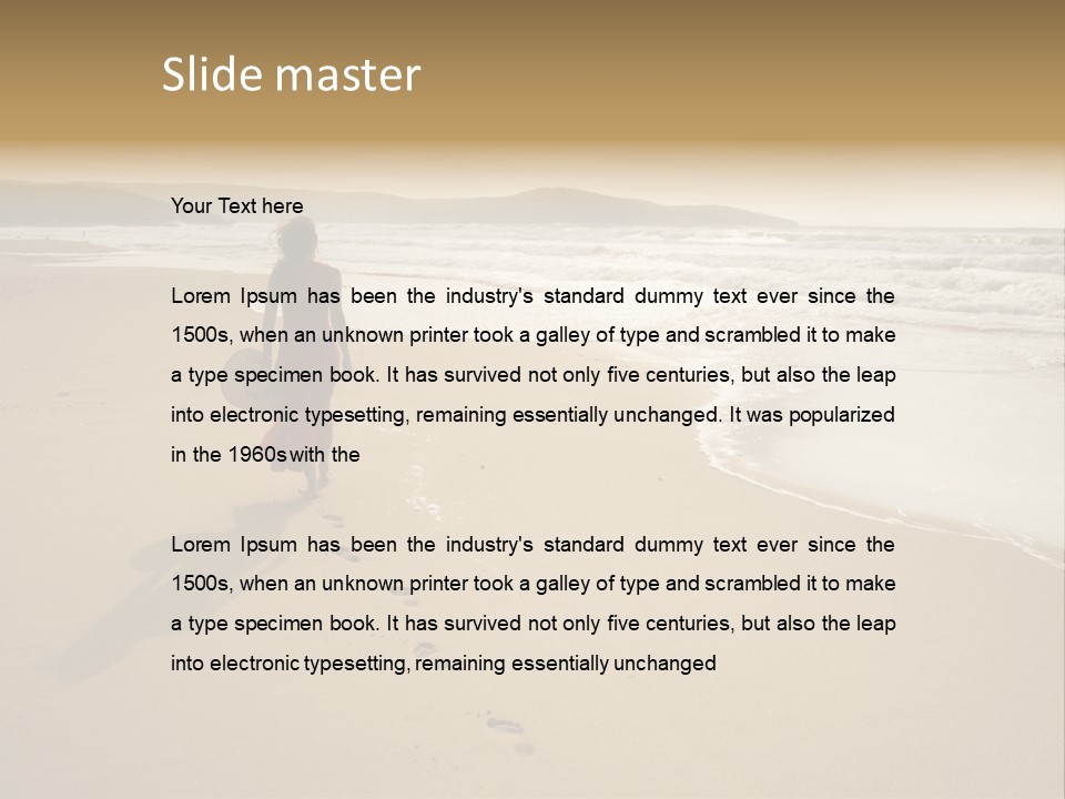 The Girl Walks On The Sand Of The Sea PowerPoint Template