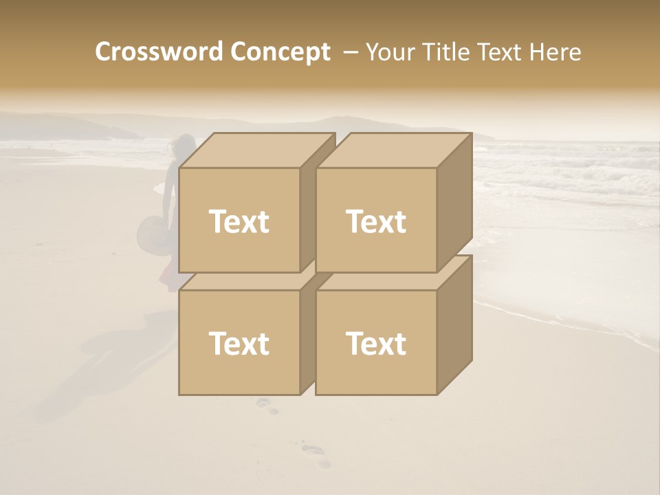 The Girl Walks On The Sand Of The Sea PowerPoint Template