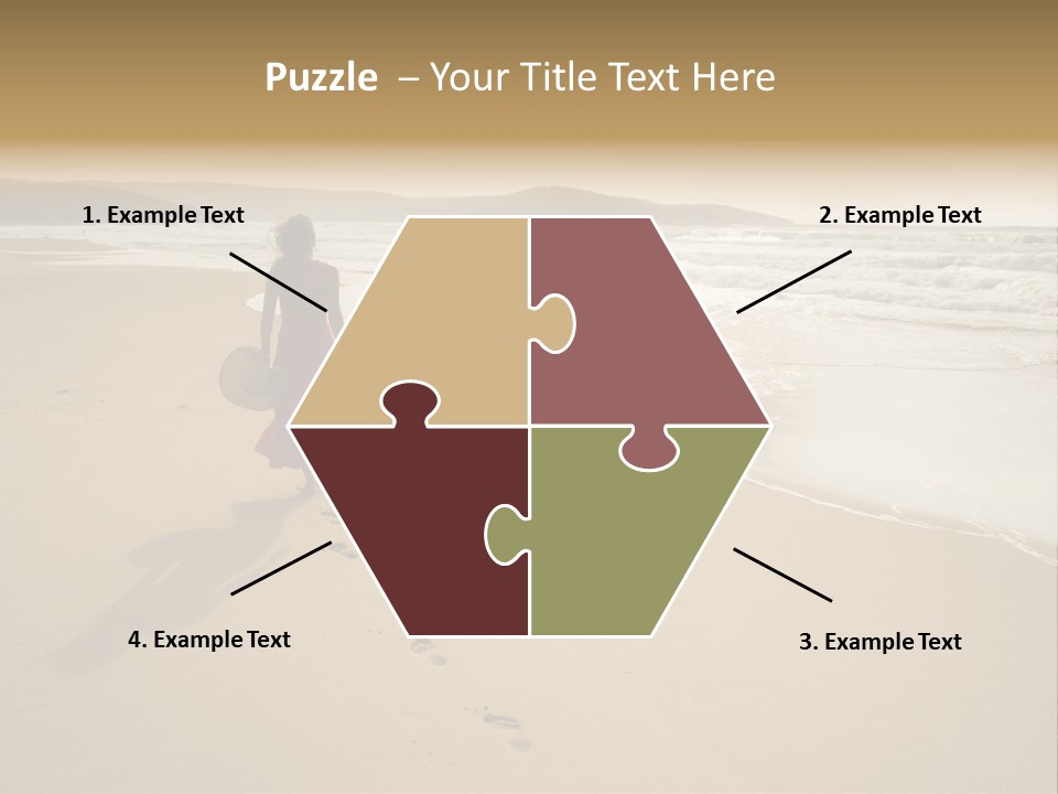 The Girl Walks On The Sand Of The Sea PowerPoint Template