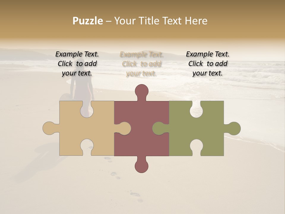 The Girl Walks On The Sand Of The Sea PowerPoint Template