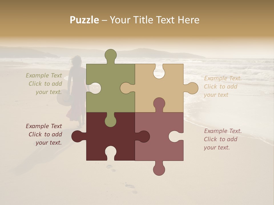 The Girl Walks On The Sand Of The Sea PowerPoint Template