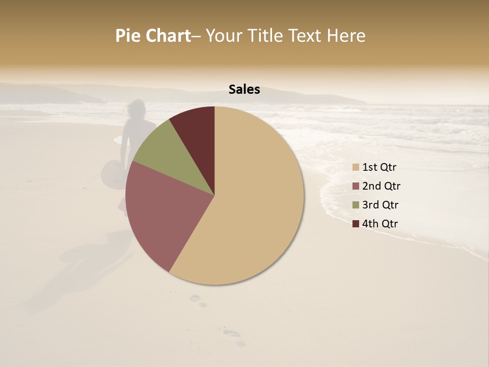 The Girl Walks On The Sand Of The Sea PowerPoint Template