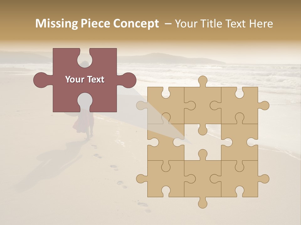 The Girl Walks On The Sand Of The Sea PowerPoint Template