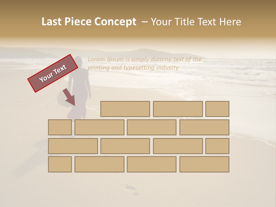 The Girl Walks On The Sand Of The Sea PowerPoint Template