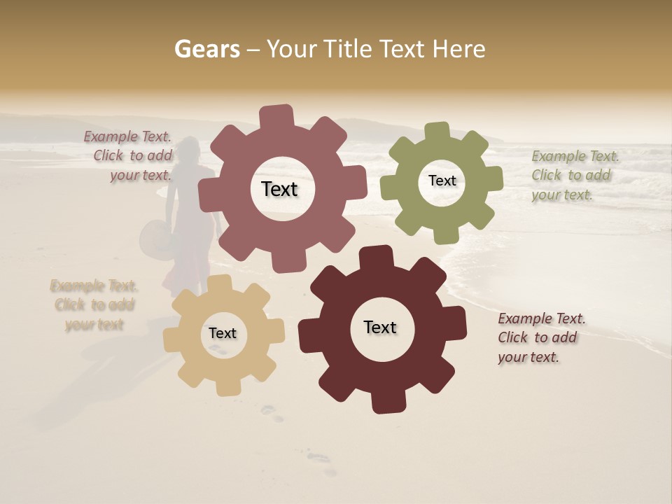 The Girl Walks On The Sand Of The Sea PowerPoint Template