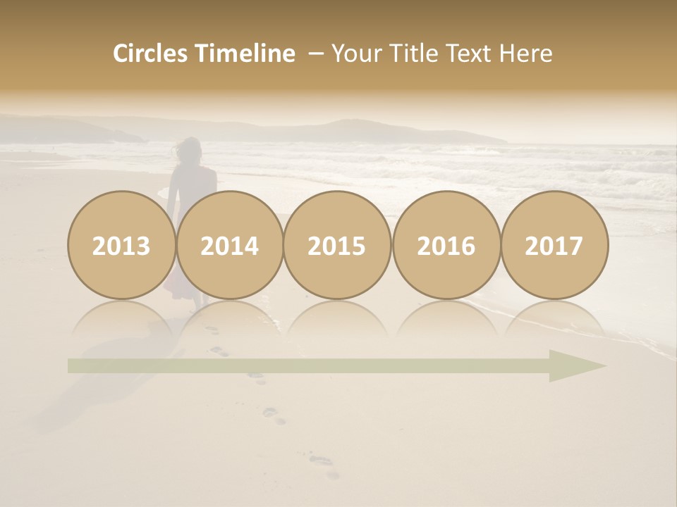 The Girl Walks On The Sand Of The Sea PowerPoint Template