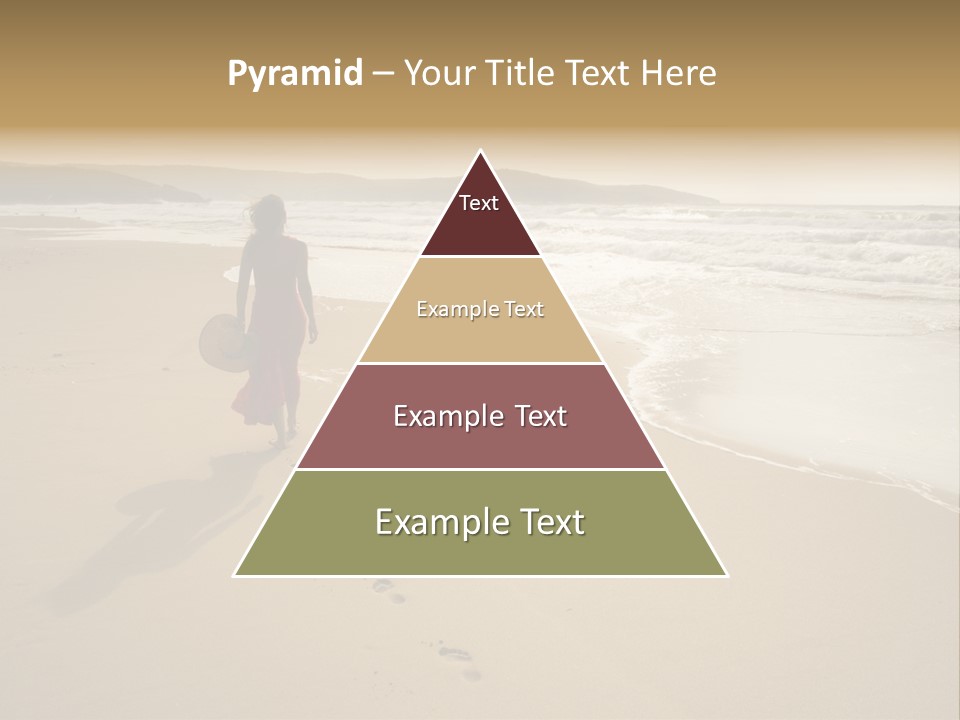 The Girl Walks On The Sand Of The Sea PowerPoint Template