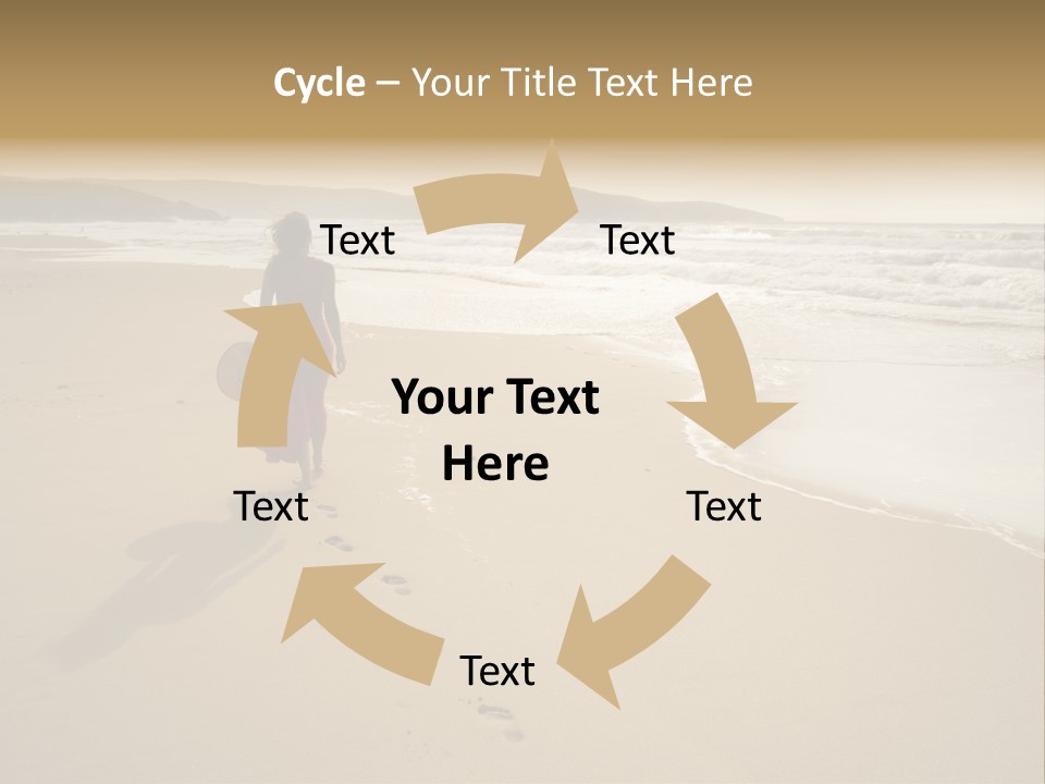 The Girl Walks On The Sand Of The Sea PowerPoint Template