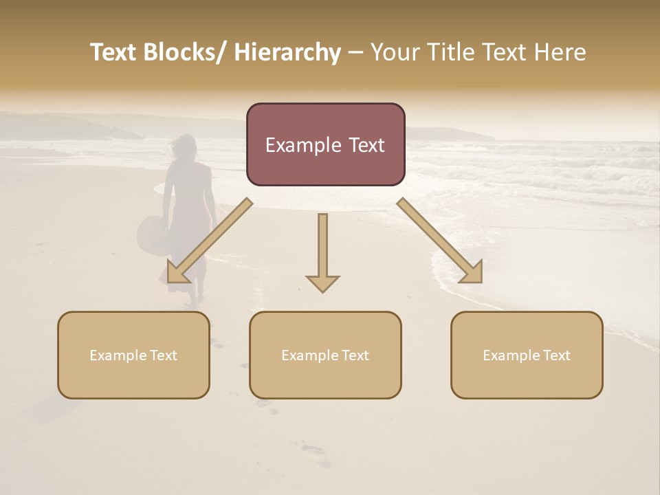 The Girl Walks On The Sand Of The Sea PowerPoint Template