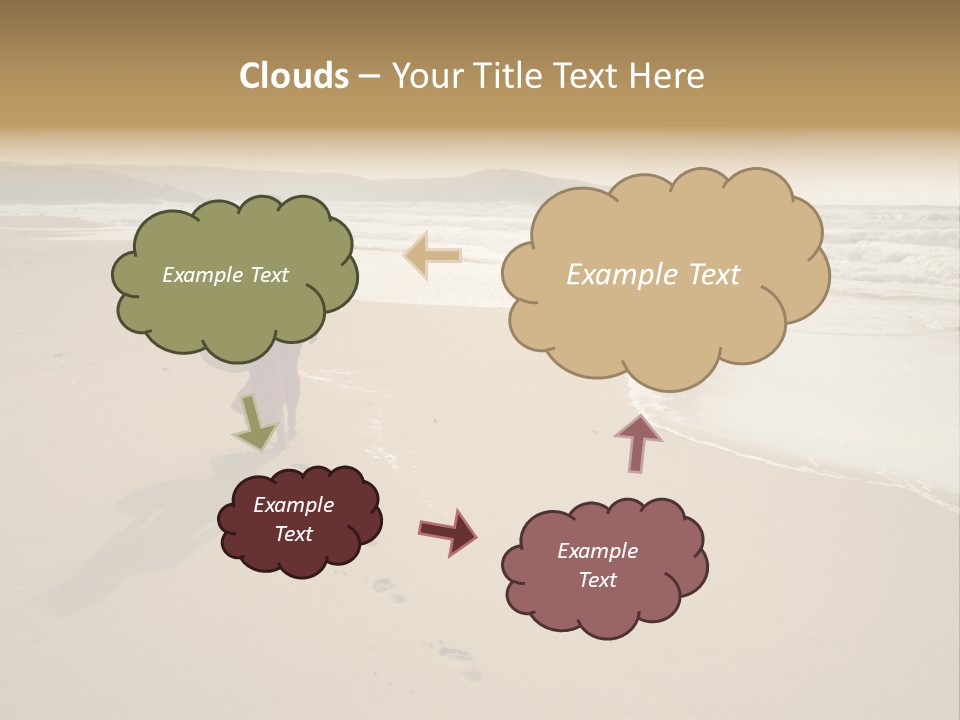 The Girl Walks On The Sand Of The Sea PowerPoint Template