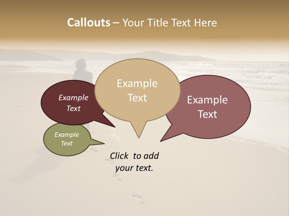 The Girl Walks On The Sand Of The Sea PowerPoint Template