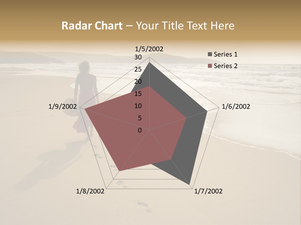 The Girl Walks On The Sand Of The Sea PowerPoint Template