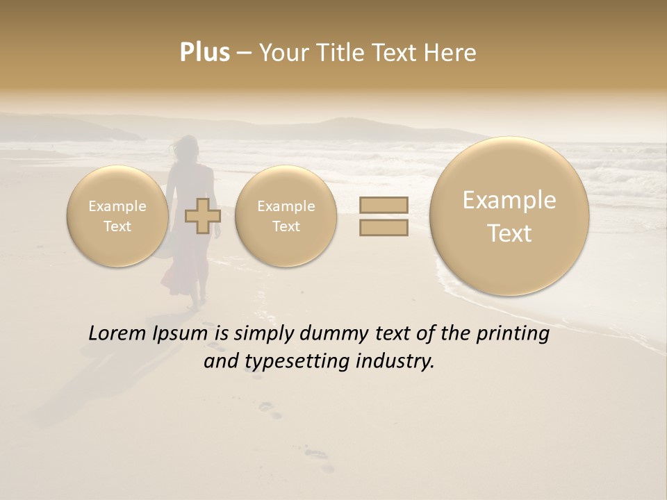 The Girl Walks On The Sand Of The Sea PowerPoint Template